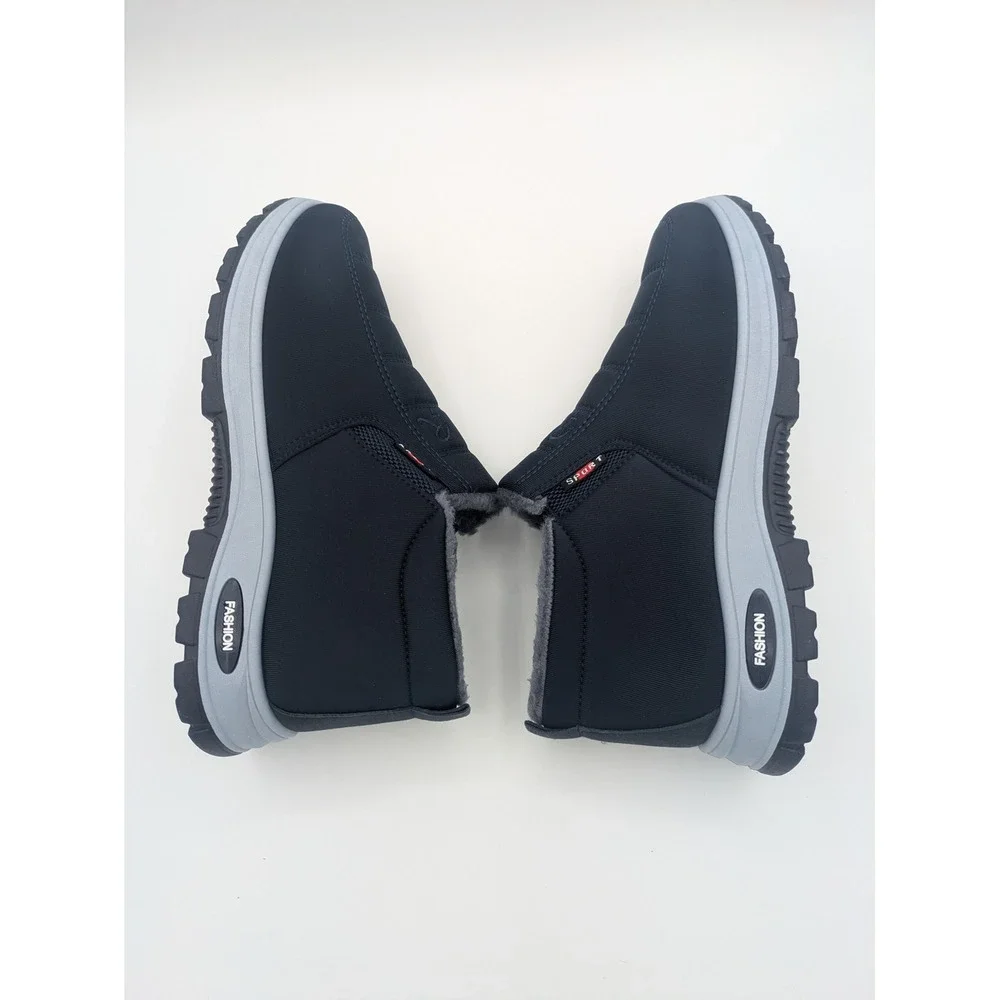 Unbranded Nylon Puffer Booties Size 10 Navy Blue Faux Fur Lined Winter Shoes